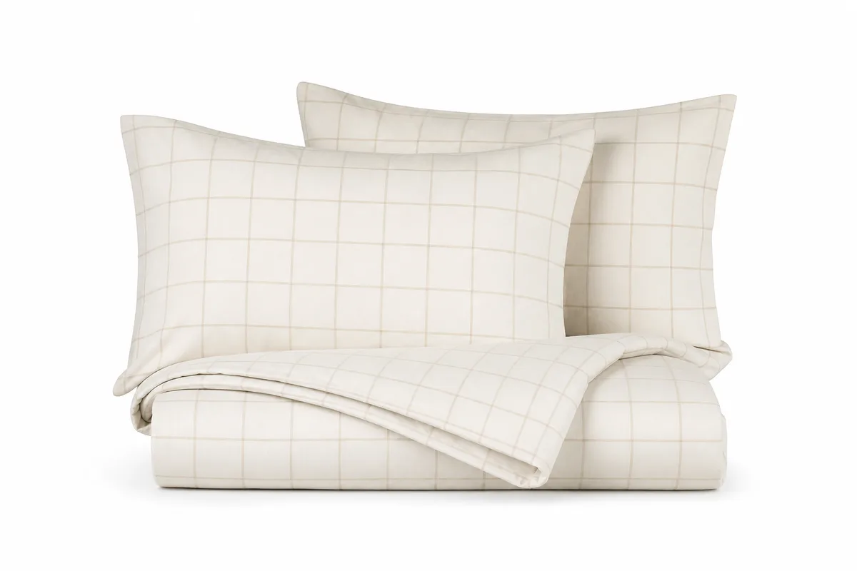 Plaster Grid Duvet Cover Set, Queen, 3 Pieces — studio product photograph